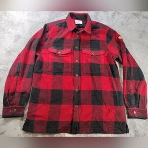 Fjallraven Canada Shirt Large Red Buffalo Plaid Wool Blend Snap Flannel Shacket